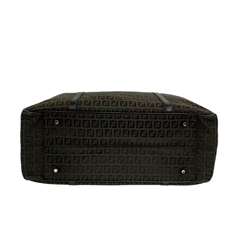 Fendi Zucchino Boston Bag 7VS002 Dark Brown Black Jacquard Leather